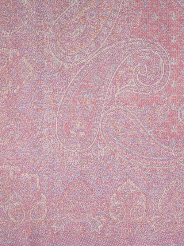 Pink Jamawar Wool Blend Women Shawl with Intricate Paisley Weave – 80×40 Inches