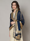 Blue Chinon Dupatta with Gota Patti Border & Sequin Detailing (Size: 2.5x1 m Approx)