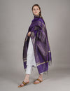 Purple Banarasi Silk Dupatta with Gold Zari Buti & Ornate Border (Size: 2.5x1 m Approx)