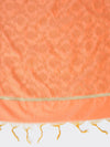 Orange Banarasi Silk Dupatta with All-Over Woven Floral Motifs & Rich Zari Border (Size: 2.5x1 m Approx)