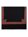 Woolen Mens Shawl in Black with Multicolour Kashmiri-Inspired Embroidered Border (80 x 40 Inches)
