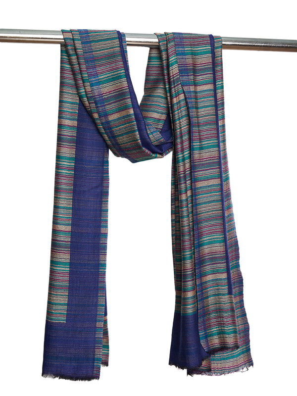 Reversible Woolen Mens Stole with Classic Striped Weave | Elegant Winter Wrap (80 × 28 Inches)