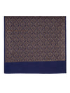 Woolen Mens Shawl in Blue with All-Over Floral Jaal Weave (80 x 40 Inches)