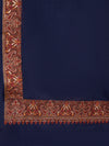 Blue Woolen Mens Shawl with Traditional Multicolour Embroidered Border (80 x 40 Inches)