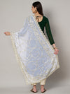 White Georgette Dupatta with Hand Gota Patti Work (Size: 2.5x1 m Approx)