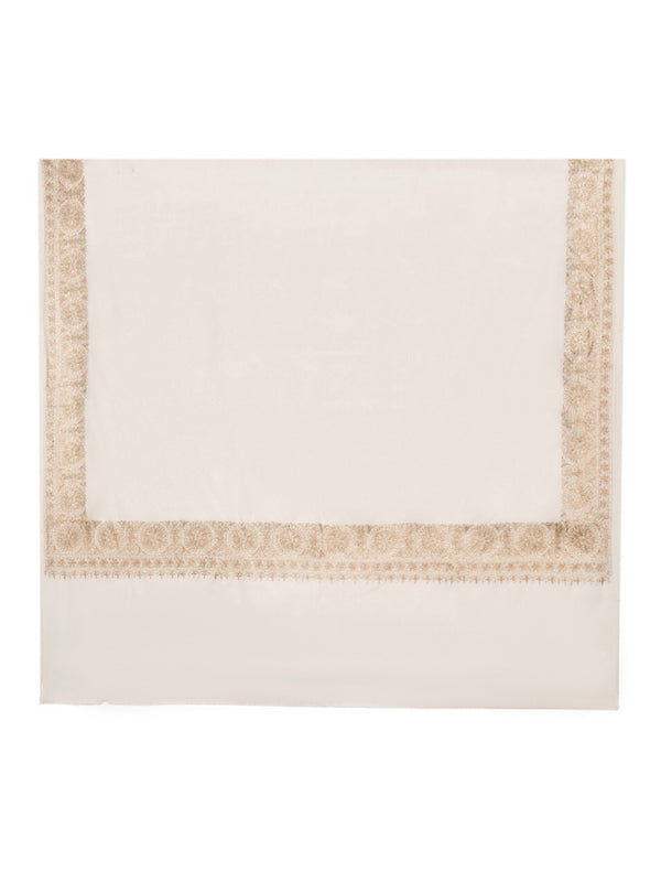 White Woolen Mens Shawl with Gold Border – 80x40 Inches