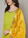 Yellow Silk Dupatta with Scalloped Cutwork Border & Sequin Highlights (Size: 2.5x1 m Approx)