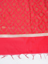 Red Banarasi Silk Dupatta with All-Over Woven Floral Motifs & Rich Zari Border (Size: 2.5x1 m Approx)