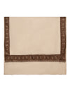 Woolen Mens Shawl in Light Brown with Heritage-Inspired Embroidered Border (80 x 40 Inches)