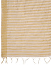 Brown & Ivory Striped Cotton Silk Dupatta with Tassel Finish (Size: 2.5x1 m Approx)