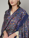 Bamboo Silk Blue Kashmiri Women Stole with Traditional Paisley Jaal | Soft & Elegant | 80×28 Inches