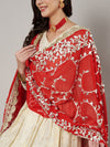 Red Georgette Dupatta with Hand Gota Patti Work (Size: 2.5x1 m Approx)