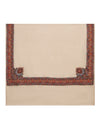 Woolen Mens Shawl in Beige with Multicolour Kashmiri-Inspired Embroidered Border (80 x 40 Inches)