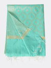 Teal Banarasi Silk Dupatta with Elegant Woven Floral Jaal (Size: 2.5x1 m Approx)