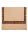 Woolen Mens Shawl in Warm Beige with Heritage-Inspired Embroidered Border (80 x 40 Inches)