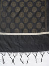 Black Banarasi Silk Dupatta with Woven Butti Motifs & Zari Border (Size: 2.5x1 m Approx)