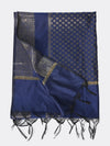 Blue Banarasi Silk Dupatta with Woven Gold Zari Butti & Ornate Border (Size: 2.5x1 m Approx)