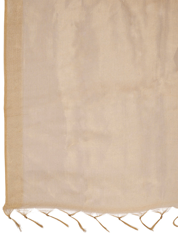 Golden Cotton Silk Dupatta with Subtle Woven Texture (Size: 2.5x1 m Approx)