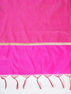 Hot Pink Banarasi Silk Dupatta with All-Over Woven Floral Zari Jaal (Size: 2.5x1 m Approx)