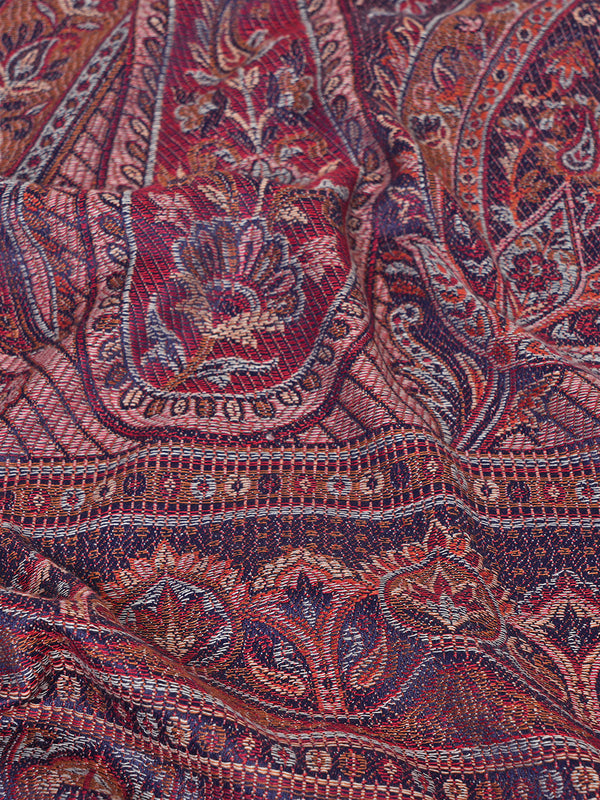 Blue Jamawar Wool Blend Mens Shawl with Intricate Paisley Weave – 80×40 Inches