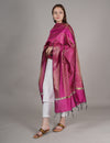 Rani Banarasi Silk Dupatta with Gold Zari Buti & Ornate Border (Size: 2.5x1 m Approx)