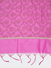 Pink Banarasi Silk Dupatta with All-Over Woven Floral Motifs & Rich Zari Border (Size: 2.5x1 m Approx)