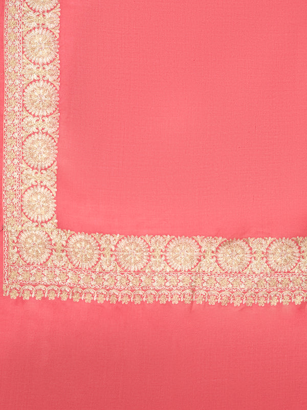 Pink Woolen Mens Shawl with Gold Border – 80x40 Inches