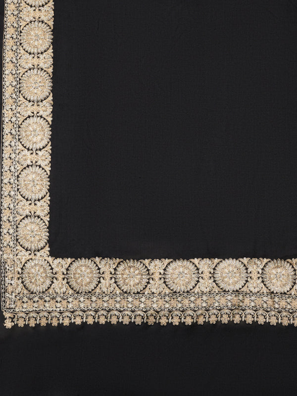 Black Woolen Mens Shawl with Gold Border – 80x40 Inches