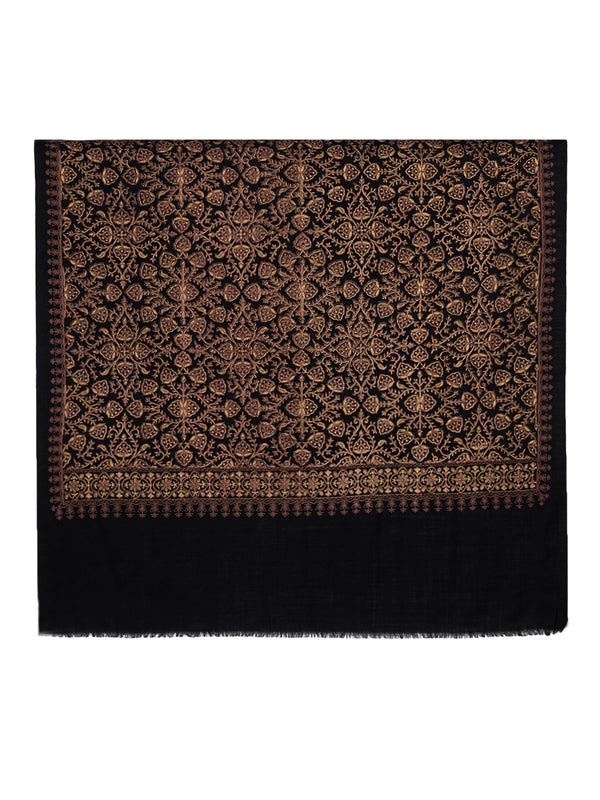 Woolen Mens Shawl with Intricate Traditional Motif & Ornate Woven Border | 80 x 40 Inches
