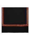 Black Woolen Mens Shawl with Traditional Multicolour Embroidered Border (80 x 40 Inches)