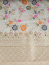 White Paithani Silk Dupatta with Multicolour Floral Zari Weave (Size: 2.5x1 m Approx)