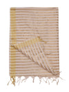 Grey & Gold Striped Cotton Silk Dupatta with Tassel Finish (Size: 2.5x1 m Approx)