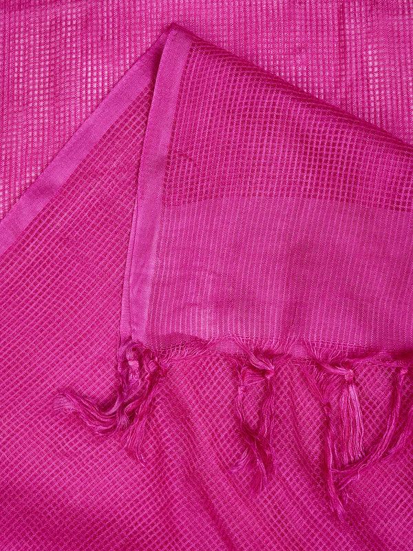 Rani Sheer Handwoven Cotton Dupatta with Tassel Finish (Size: 2.5x1 m Approx)