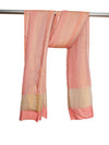 Reversible Wool Peach Women Stole with Moonlight Zari Border | Elegant Winter Wrap | 80 × 28 Inches