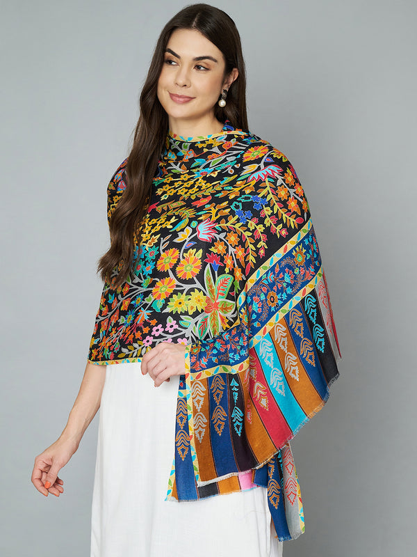 Bamboo Silk Heritage Printed Women Stole | Elegant Artisanal Statement Wrap (80 × 28 Inches)