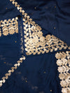 Blue Chinon Dupatta with Gota Patti Border & Sequin Detailing (Size: 2.5x1 m Approx)