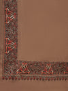 Brown Woolen Women Shawl with Traditional Multicolour Embroidered Border (80 x 40 Inches)