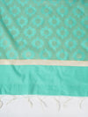 Teal Banarasi Silk Dupatta with Elegant Woven Floral Jaal (Size: 2.5x1 m Approx)