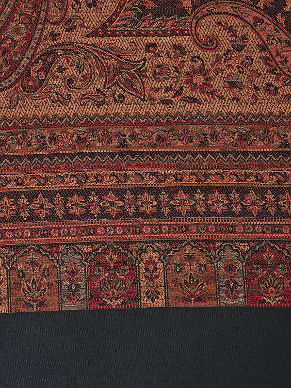 Black Jamawar Wool Blend Women Shawl with Intricate Paisley Weave – 80×40 Inches