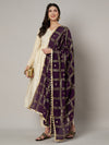 Purple Chinon Dupatta with Gold Grid Embellishment (Size: 2.5x1 m Approx)