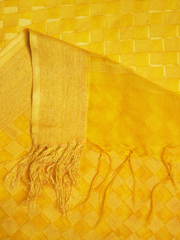 Sunshine Yellow Cutwork Cotton Dupatta with Tassels (Size: 2.5x1 m Approx)