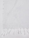 Elegant White Cotton Dupatta with Subtle Woven Stripes & Tassel Detailing (Size: 2.5x1 m Approx)