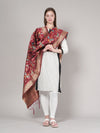 Maroon Paithani Silk Dupatta with Multicolour Floral Zari Weave (Size: 2.5x1 m Approx)