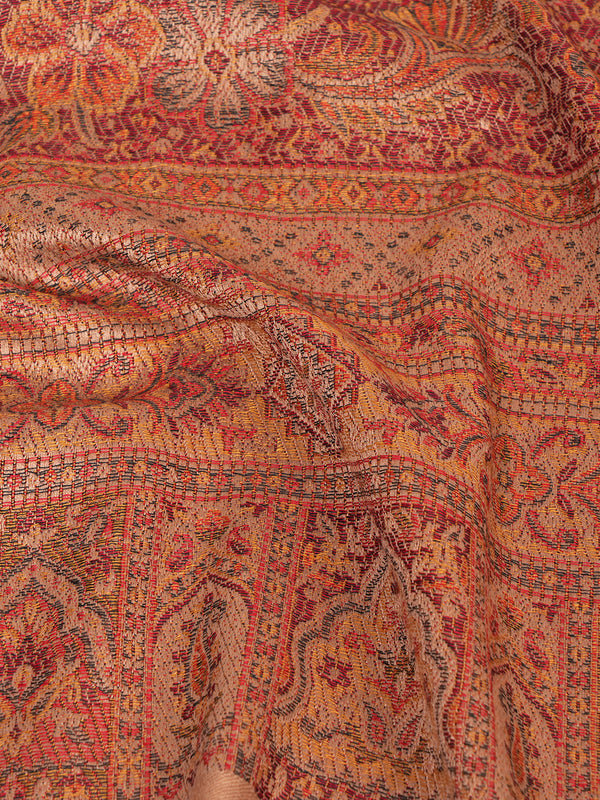 Brown Jamawar Wool Blend Mens Shawl with Intricate Paisley Weave – 80×40 Inches