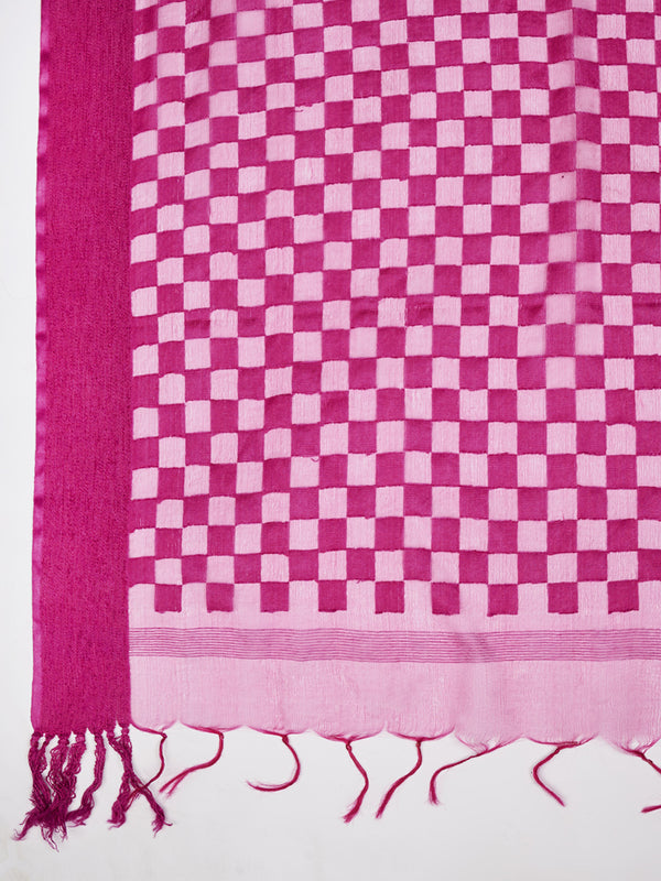 Rani Cutwork Cotton Dupatta with Tassels (Size: 2.5x1 m Approx)