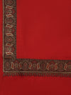 Woolen Women Shawl in Warm Red with Intricate Traditional Embroidered Border (80 x 40 Inches)