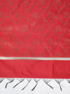 Maroon Banarasi Silk Dupatta with All-Over Woven Floral Motifs & Rich Zari Border (Size: 2.5x1 m Approx)