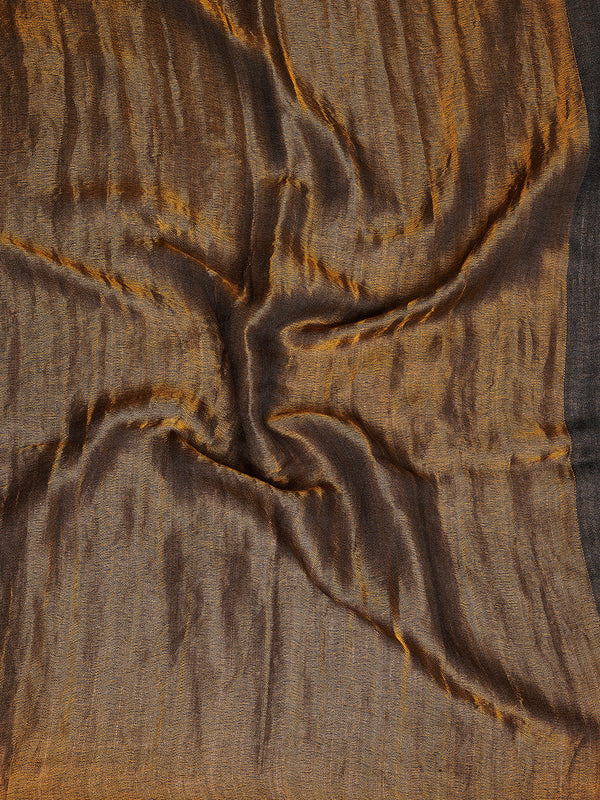 Reversible Wool Black Women Stole with Moonlight Zari Border | Elegant Winter Wrap | 80 × 28 Inches