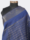 Blue Banarasi Silk Dupatta with Woven Gold Zari Butti & Ornate Border (Size: 2.5x1 m Approx)