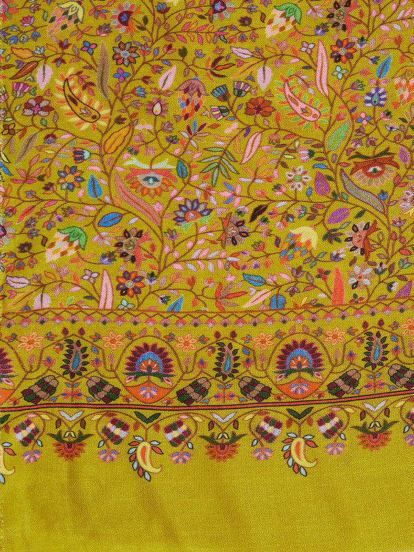 Printed Bamboo Silk Women Shawl – Mustard Floral Statement Wrap (80 x 40 Inches)